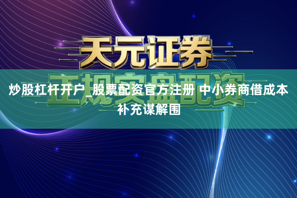 炒股杠杆开户_股票配资官方注册 中小券商借成本补充谋解围
